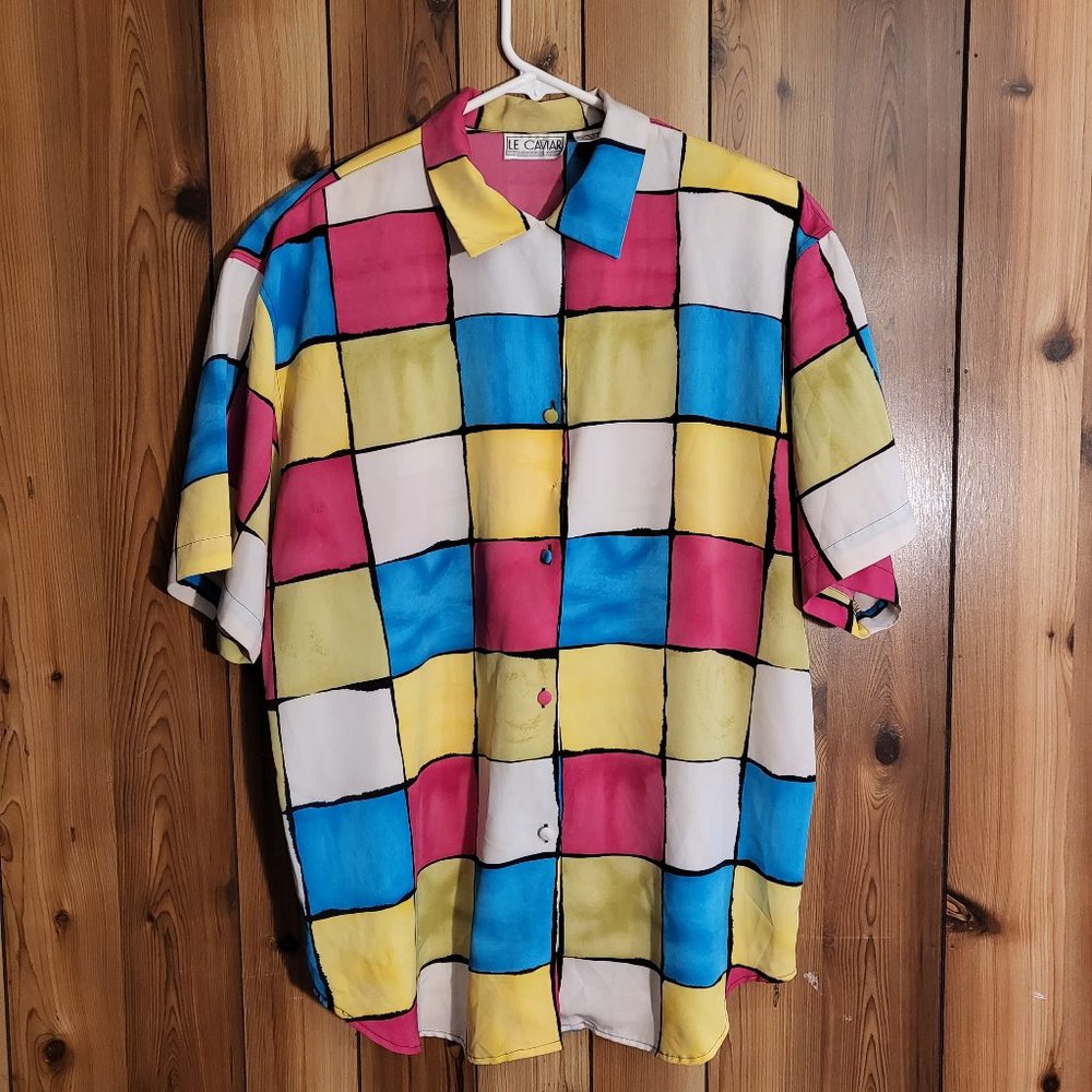 Retro Color Block Button Up - image 1